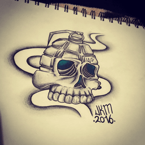 Grenade skull peice that is up for grabs if anyone wants it , come get it :) #skull #skullgrenade #smoke   #quakecity #upforgrabs #gettattooed #JKM_tattoo 