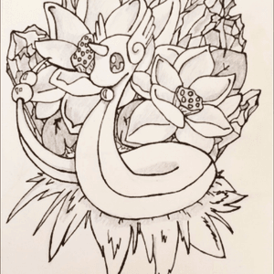 Soon to be transformed into a tattoo. This is an original piece designed for a thigh. , #dragon #tattooart #tattooapprentice #apprentice #pokemon #pokemontattoo #lotusflower 