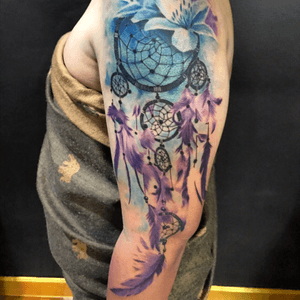 Done dreamcatcher water colour tattoo by Tanadol#bttattoo #thailandtattoo #bangkoktattoo #thailand #bangkok #tattoo #watercolourtattoo #dreamcatcher #bangkoktattooshop #thailandtattooshop 