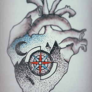  #compasstattoo #anatomicheart #oldschool  #heart #Mantis_ 