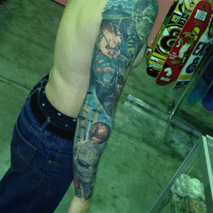 Horror sleeve done by Andrew Crouch @crouchytattoos 