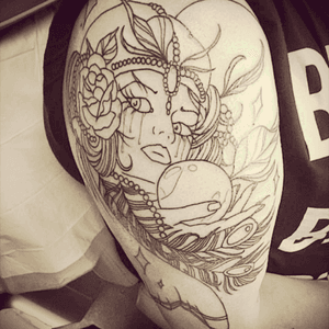 My newly started half sleeve. #gypsy #tattoo #woman 