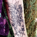 Blackwork Berry Wildflower Botanical Tattoo
