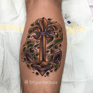 Mardi Gras anchor! #mardigras #anchor #waves #fingerwaves #color #colortattoo #tattoo #tattoos #tattooart #tattooshop #tattoosrtist #neworleans #fleurdelis 