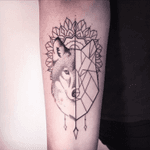 Half wolf half line style tattoo #wolf 
