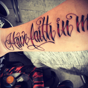 Have faith in me. #adtr #lettering #red #black #arm #sick #cool #awesome #firsttatoo #tat2me #adaytoremember #a #b #D 