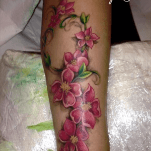 Flowers on side of leg