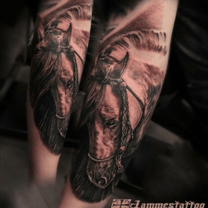 Realistic horse by @jammestattoo 