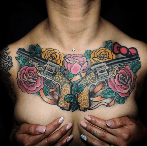 #guns #color #flowers #roses 