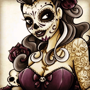 #megandreamtattoo  More inspiration! Pin ups and Sugarskull!! You are an inspiration Megan!
