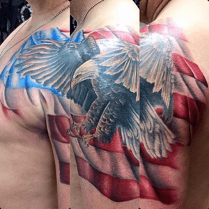 One of a kind Eagle American Flag done by Carlos.This was a cover up of an eagle i had don when i was 30 years old.