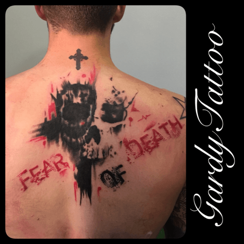 Cover up #trashpolka #Tattoo #fear #death #trashpolkatattoo #Black #red 