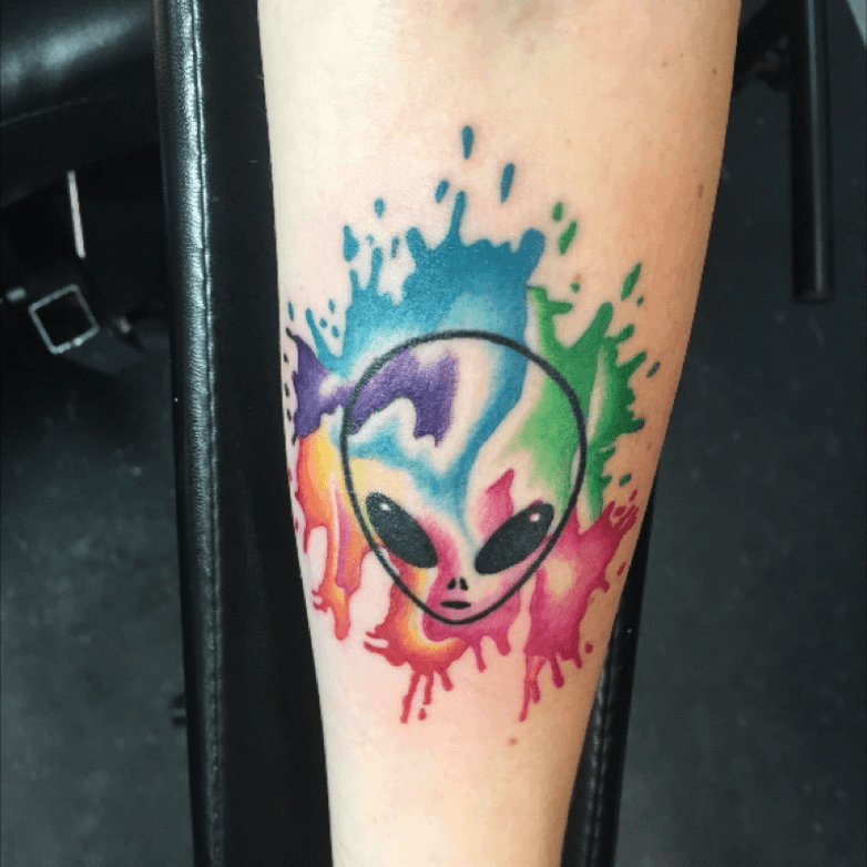 Tattoo uploaded by Brooklee • My custom watercolor alien tattoo i  designed?? • Tattoodo