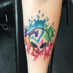 My custom watercolor alien tattoo i designed👽💫