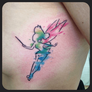 #watercolor #watercolortattoo #watercolortattoos #watercolour #tinkerbell #disney made @ #absolutink by #watercolortattooartist #watercolorartist #skinkorpus 