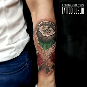Compass and map are popular design, in the Black Hat Tattoo we have artists that are skilled in realistic tattoo to fill all your expectations. .11/12 Parnell Street ..#dublin #tattoo #tats #tattoodublin #maptattoo #compasstattoo #realisticink #flagtattoo #realistictattoo #besttatttoo #ireland #irishinkers