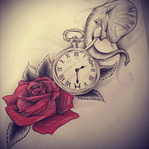 Drawing for me .. ! 😜.          Final Step !                            #rose #roses #rosetattoo #redrose #elephant #elephanttattoo #elephants #horloge #montreagousset #time #adventuretime #tattoo #bodytattoo #blackandred #blackandredtattoo #redtattoo #colored #coloredtattoo #redandblack #redandblackdesign #tattooredandblack #RedandBlackTattoos #tattoed #tatouage #tatouages #tatouagerose #tatouageroses #noir 