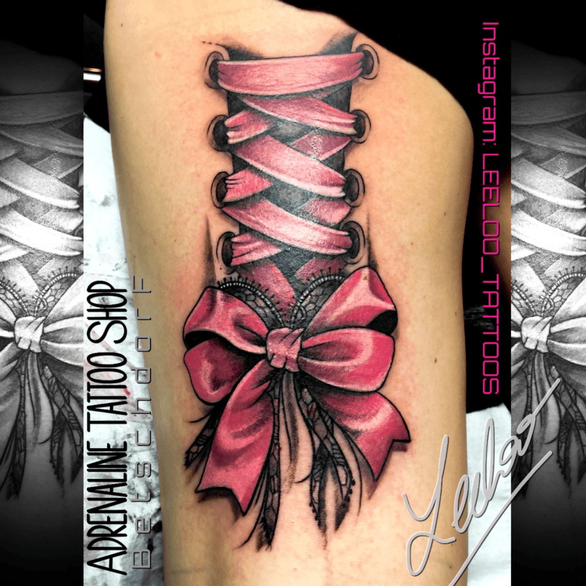 lace up stocking ribbon tattoo by SquirlyBarbie on DeviantArt