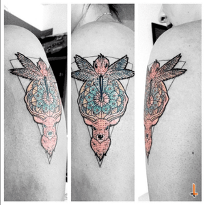 Nº211 (Detail) #tattoo #tattoodesign #dotwork #dotworktattoo #color #eternalink #deer #deertattoo #peyote #peyotetattoo #hummingbird #hummingbirdtattoo #triangle #symmetric #oaxaca #huichol #nahuatl #wixarikas #mexican #mexico #ink #bylazlodasilva