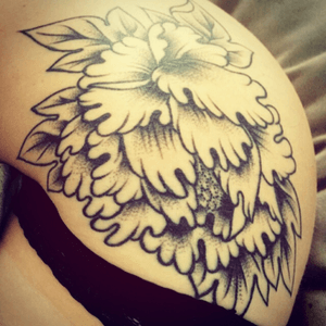 My gorgeous peony flower done by Patrick at Lucky's in North Hampton, Mass