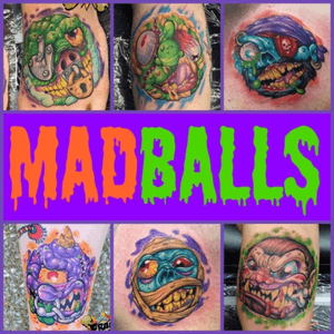Madballs by artist Frank Miller  #80s #toys #madballs #tattoos by #frankmiller #hornhead #swinesucker #locklips #wolfbreath #dustbrain #slobulus