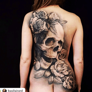 Very cool#skull#flowers#roses 