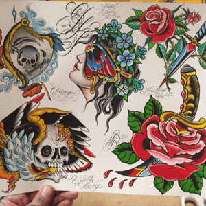 My flash sheet from the Great Lakes Tattoo, walk up classic event in chicago. 