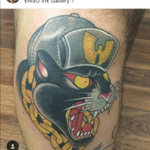Wu Tang Panther Head my mentor Cody "Void" Winko tattooed on me! #pantherhead #wutang #wutangclan #panther #traditionalpanther #goldchain #neotraditional 