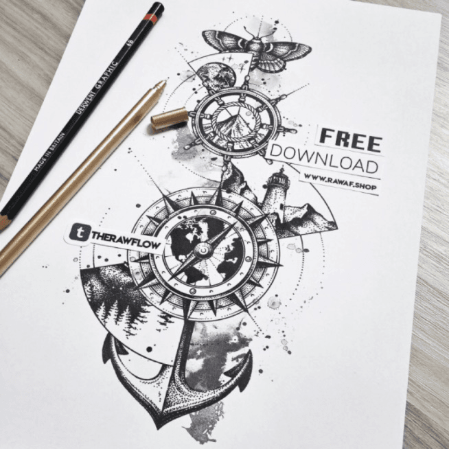 Compass  Tattoo Design by creationdrawings on DeviantArt