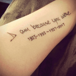 My mom passed away on August 7, 2017. I got this tattoo in my own handwriting to remember mom and dad. (Dad born 1923, passed 1992; Mom born 1927, passed 2017) #handwriting #memorialtattoo 