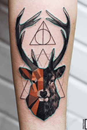 Geometric Deer with Harry Potter Symbol 