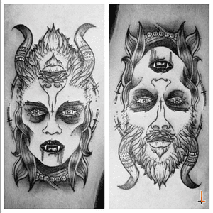 Nº284 Demon Goddess/Angel Warrior #tattoo #tatuaje #ink #inked #demon #goddess #angel #warrior #ambigram #faces #man #woman #doble #eternalink #cheyennetattoo #hawkpen #bylazlodasilva
