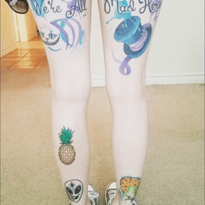 My legs are slowly but surely coming together. #aliceinewonderland #wereallmadhere #pineapple #alien #pizza #abduction 