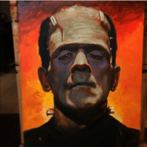 Frankensteins monster oil painting