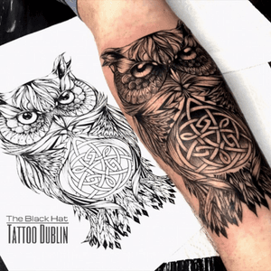Owl and celtic tattoo inspiration with an exclusive design from Sergy @blackhatsergy @theblackhattattoo- #owl #owltattoo #mandalatattoo #animaltattoo #celtictattoo #Dublin #ireland #theblackhattattoodublin #ink #inked #tats 