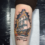 Ship tattoo #ink #tattoo #shiptattoo #traditionaltattoo #costaricaink #CostaRicaTattoo 