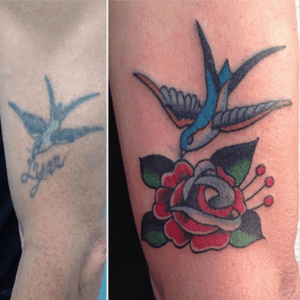 #rose#swallow#CoverUpTattoos #tattoo 