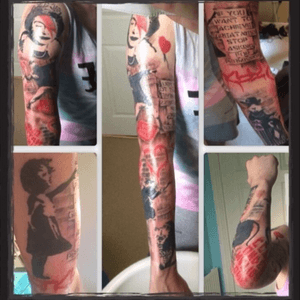 My Banksy sleeve! Done by David Trowell.#BanksySleeve #Sleeve #Arm #Tattoos #Northampton 