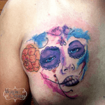 Day of the dead watercolor tattoo #tattoo #marianagroning #karmatattoo #cdmx #MexicoCity #watercolor #watercolortattoo #watercolortattooartist 