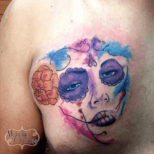 Day of the dead watercolor tattoo#tattoo #marianagroning #karmatattoo #cdmx #MexicoCity #watercolor #watercolortattoo #watercolortattooartist 