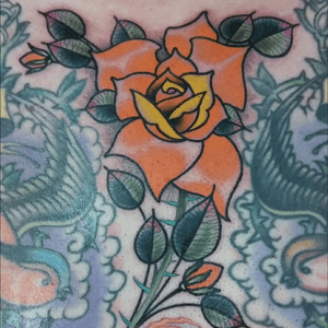 Gap filled in center of my chest.  By the amazing Dustin Mendenhall @7dustin7 #rosetattoos #neotraditional #neotraditionaltattoo #brightandbold 