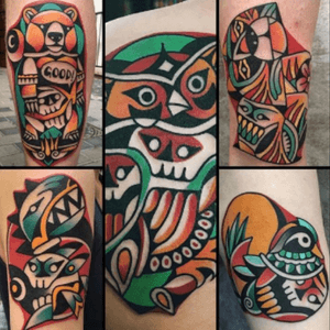 Display of #KTattooing @ktattooing work - #duck #owl #trex #skull #skulls #lion #bear #color #tattoos wish i had one or two or.... 