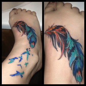 Feminine feather by Barham Williams @ Loose Screw Tattoo in Richmond VA