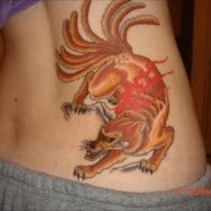 Japanese Nine-tailed fox on my lower back and my first tattoo #tufftito 