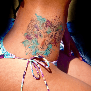 Ram tattoo, watercolor tattoo, watercolour tattoo, sketch tattoo, fine line