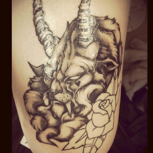 Terrible photo but work in progress self practice on my leg #practice #shading #learning #creature #beast #study 
