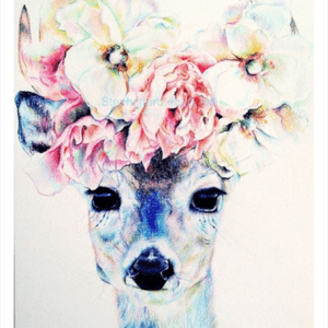 #Megandreamtattoo#deer #halo #pastelcolor 😍