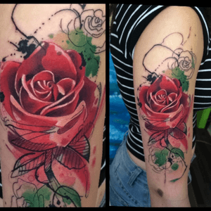 Watercolor rose 🌹#watercolor #rose #rosa #red #redrose #tattoo 