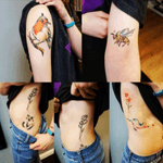 https://instagram.com/p/BTWLKiUgIor/ all tattoos dond by Sophie Herrick #healed #bird #robin #tophat #bee #rose #flower #cat 