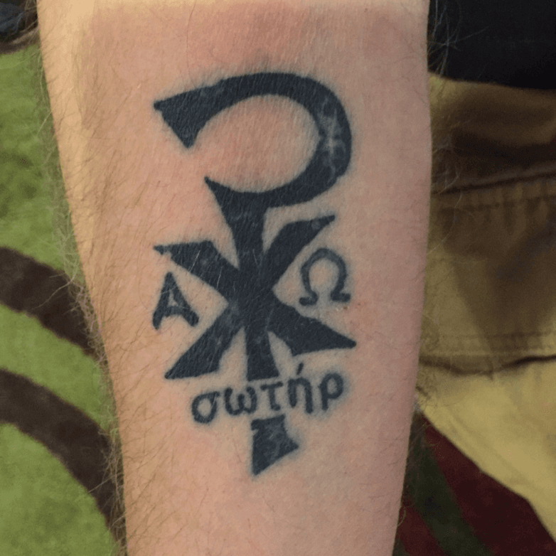 Alpha omega chi rho  Chi rho tattoo Arm tattoos for guys Alpha omega  tattoo